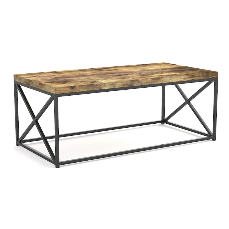 Coffee Table 44L Brown Reclaimed Wood Black Metal - 44' x 22' x 17'