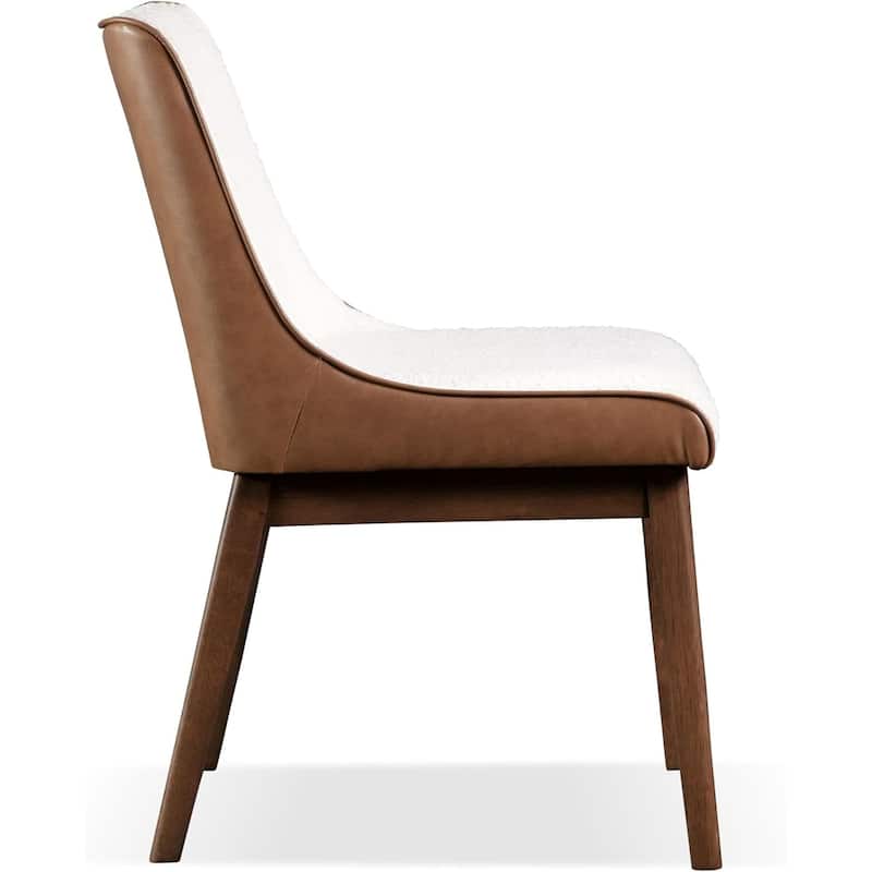 Walnut Finish Upholstered Sleek Side Chairs Set