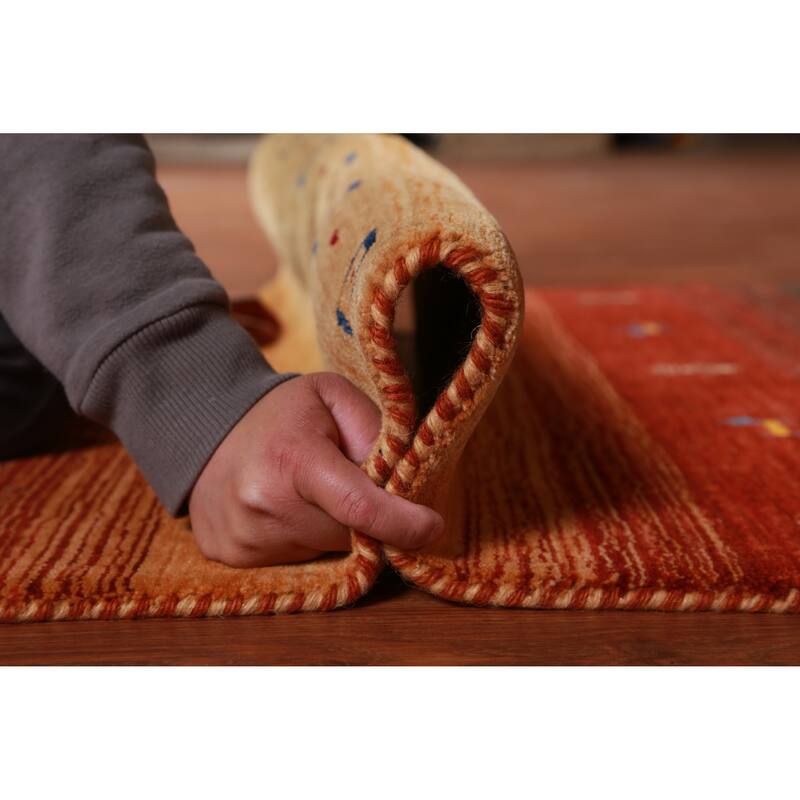 Hand Knotted Oriental 100% Wool Carpet Tribal Animal Pictorial Oranges & Rust Gabbeh Area Rug - 5' 0'' X 3' 0''