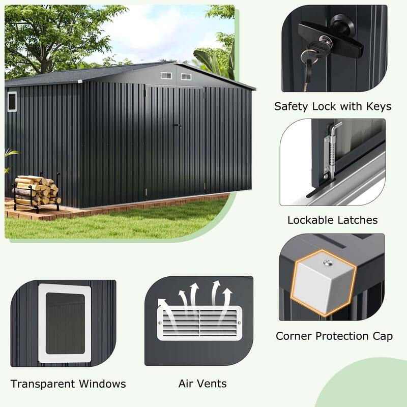 Costway 12 x 9.8 FT Outdoor Storage Shed All-Weather & Rustproof - See Details
