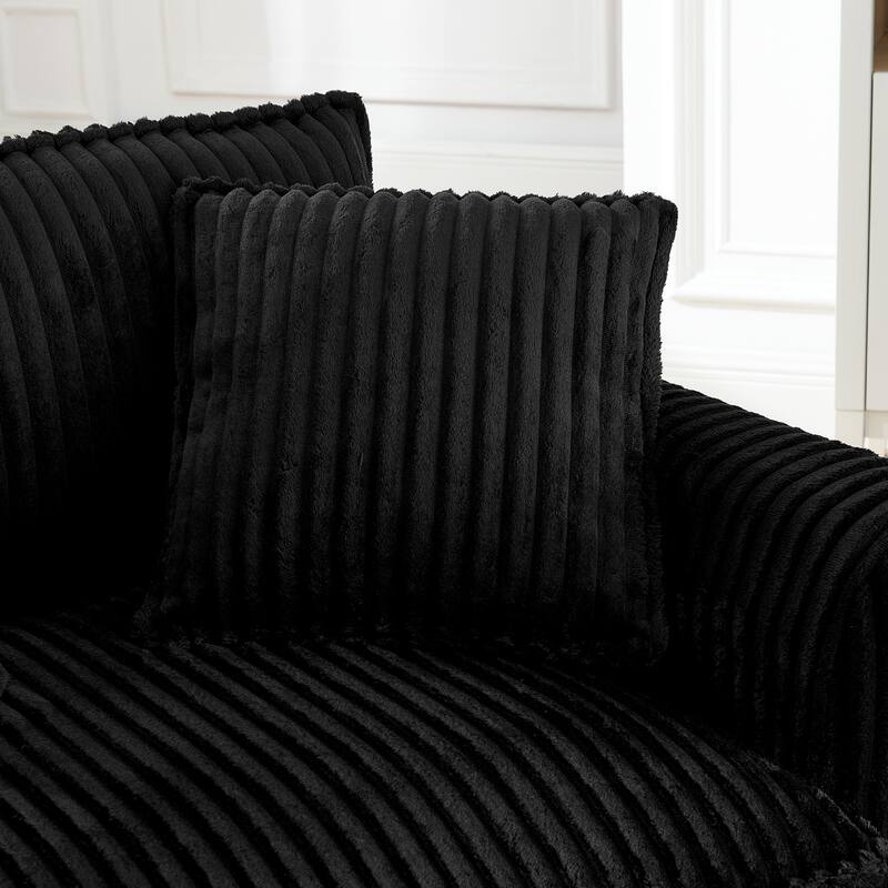 Tufted Corduroy Lazy Sofa Chair with Backrest and Armrests Single Person Lounge Chair for Living Room or Bedroom Accent Chairs