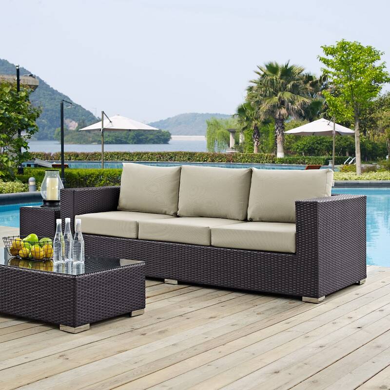 Convene Outdoor Patio Sofa - Espresso Beige