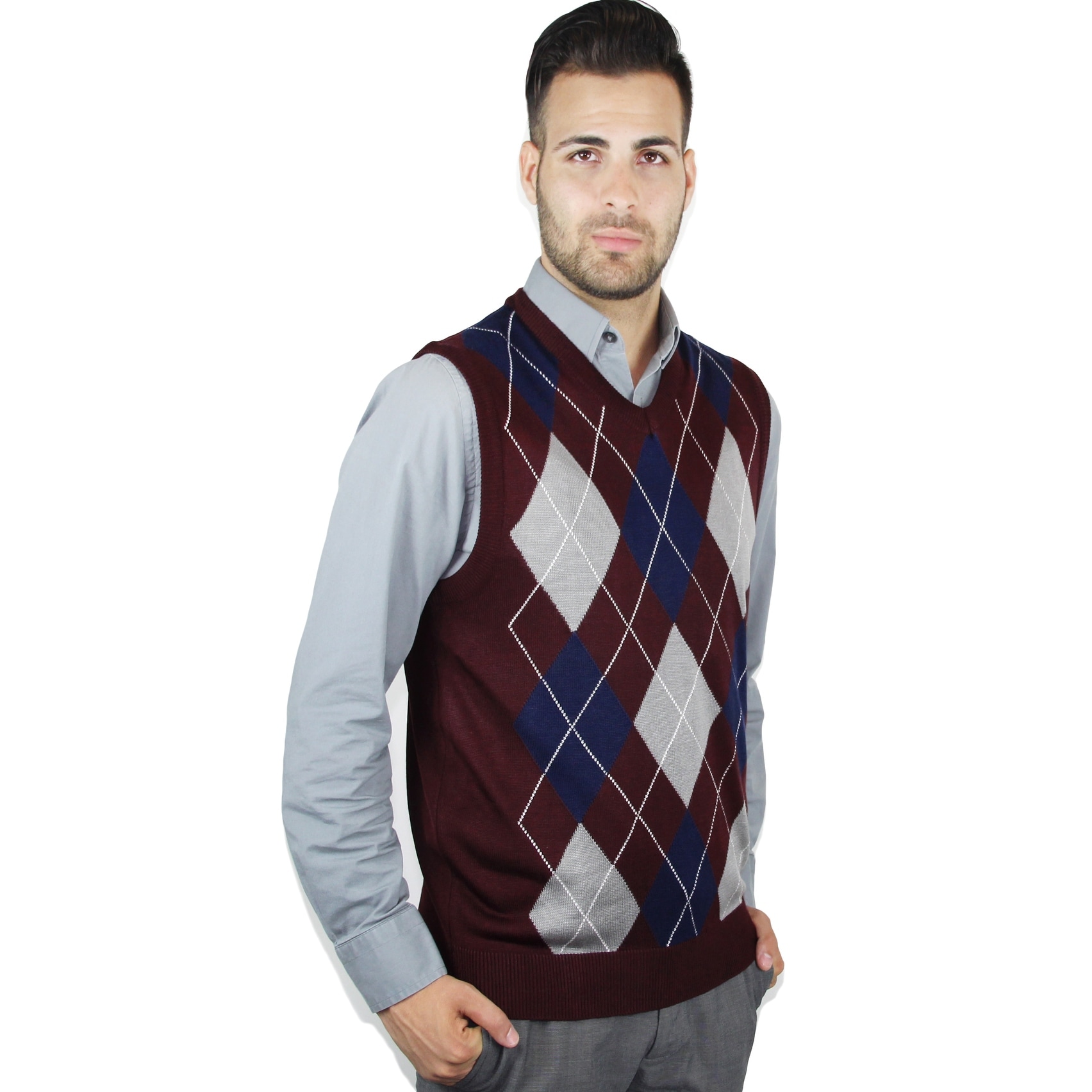maroon sweater vest