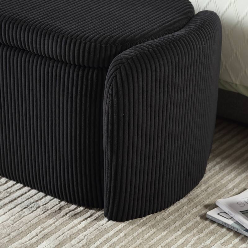 Entryway Upholstered Fabric Storage Ottoman