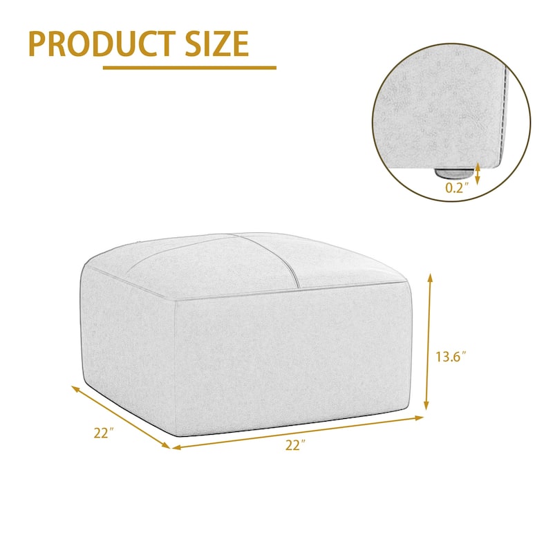 Upholstered Genuine Leather Ottoman for Living Room and Bedroom