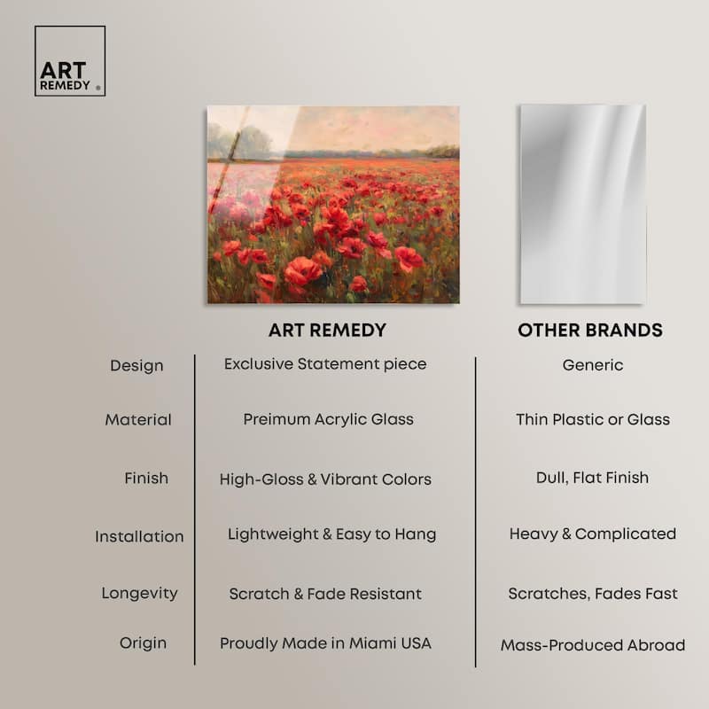 Sea of Red Poppies II Acrylic by Art Remedy, Ready to Hang