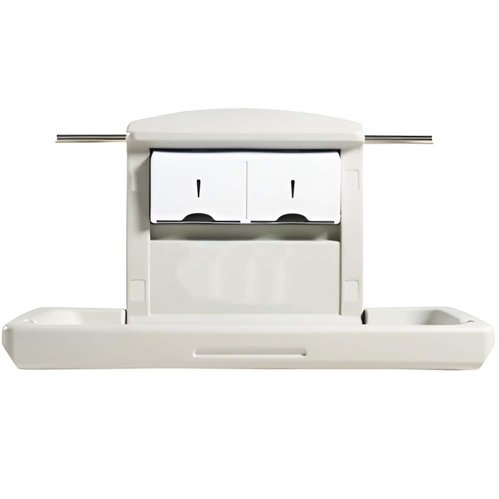 Gray HDPE Foldable Wall Baby Changing Table with Safety Belt & Rods - 33.86 x 22.24 x 19.69 inch