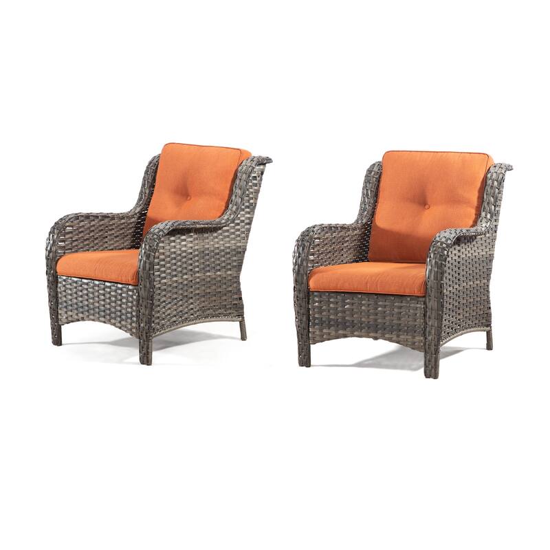 Cozywor 2-Piece Outdoor Patio Ratten Wicker Lounge Chair WIth Cushion