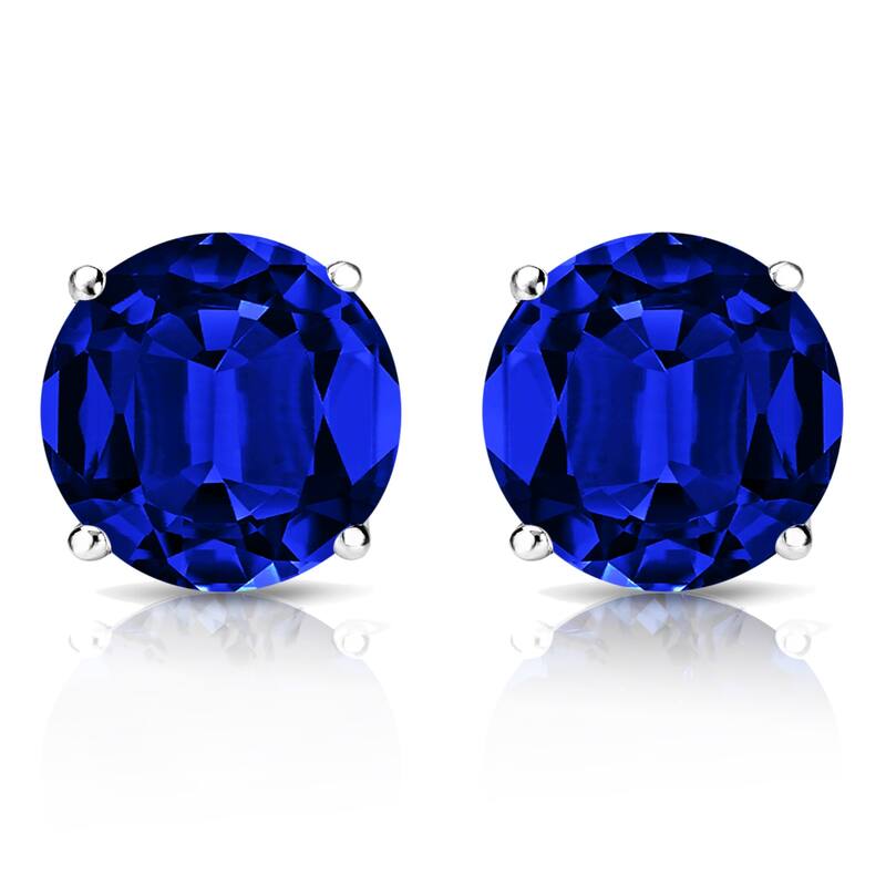 Auriya 14k Gold Lab Grown Gemstone Blue Sapphire Stud Earrings Round 0.25 to 5.00 ct. tw. 4-Prong Basket Screw-Back