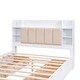 preview thumbnail 13 of 12, Queen Size Platform Kids Bed Frame with Storage Headboard, Shelves & 4-Drawers, White