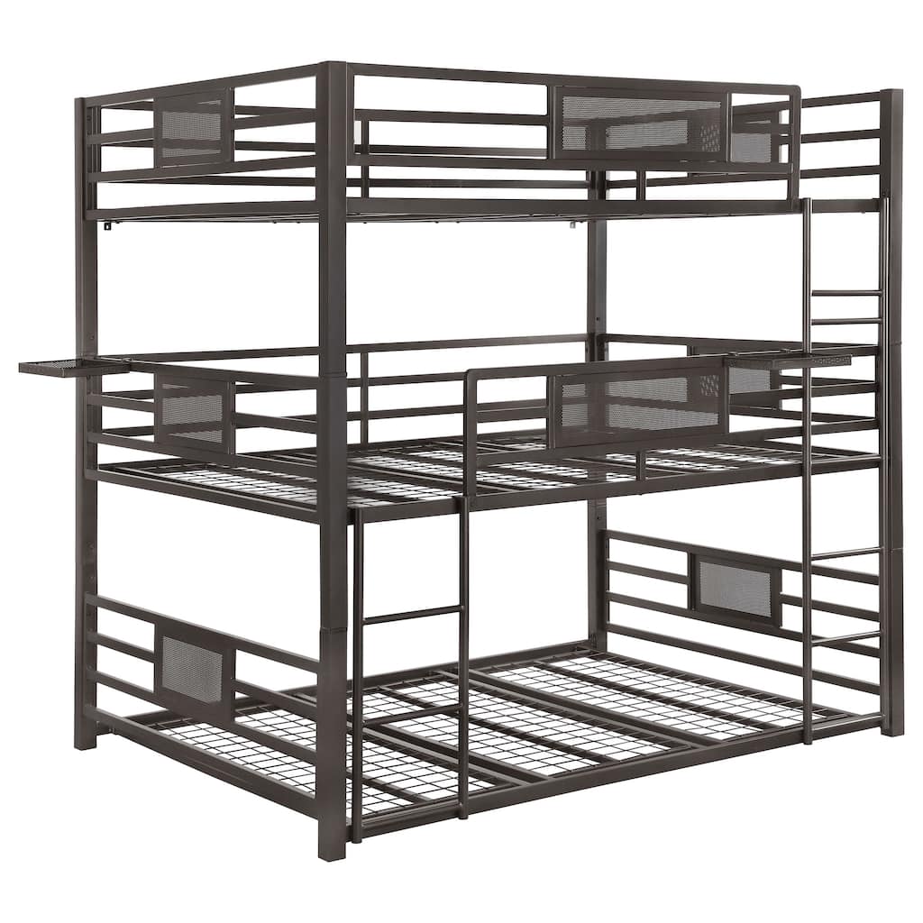 Rogen Dark Bronze Metal Frame Triple Bunk Bed