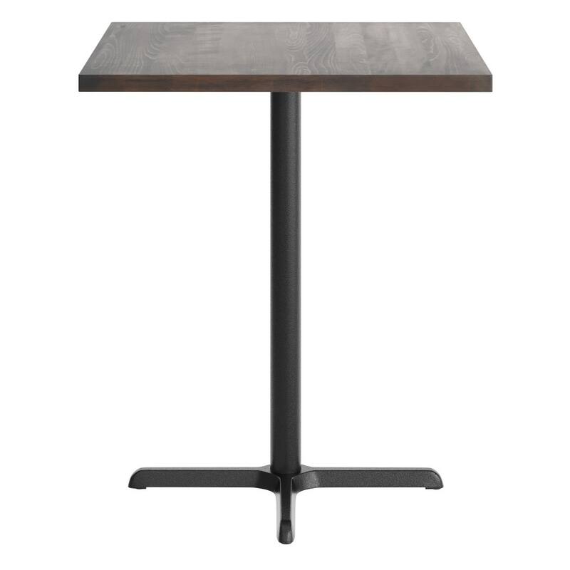 Square Solid Wood Commercial Tabletop with 30" x 30" Bar Height X-Base - 36"W x 36"D x 42"H
