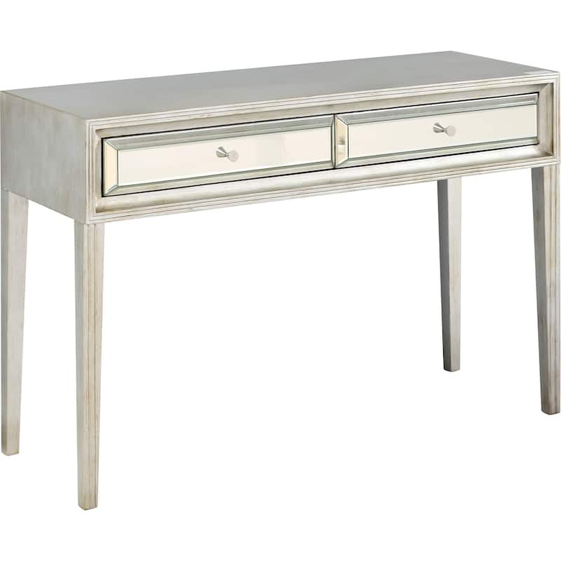 48" Modern Silver Mirrored Console Table with Storage Drawers Stylish Glass Hallway Accent - 48”L x 16.8”W x 31.2”H