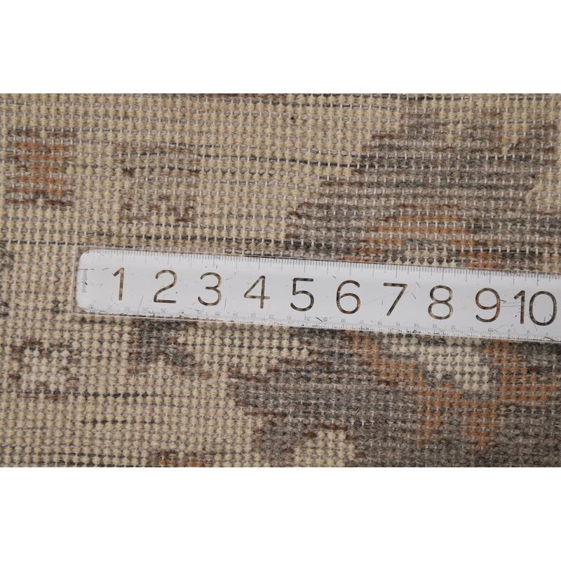 Oushak Indian Area Rug Handmade Grey Wool Carpet - 8'11" x 11'10"