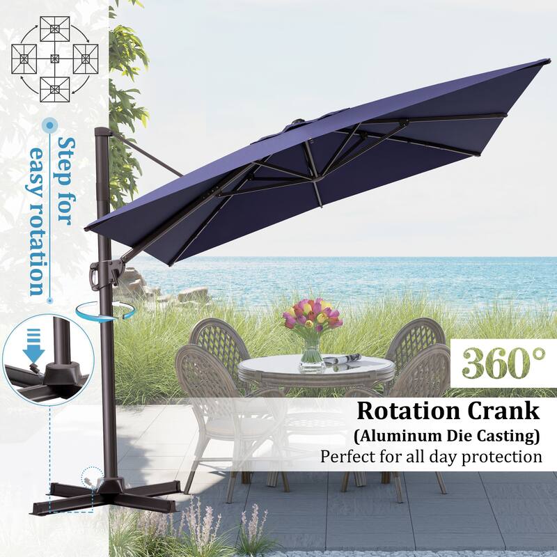VredHom Outdoor Offset Cantilever Patio Umbrella with Base