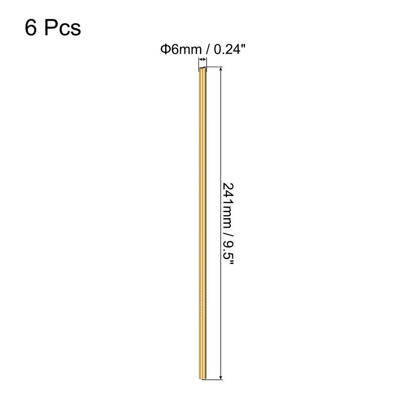 Reusable Metal Straws 6Pcs, Stainless Steel Straight Straw 9.5" Long
