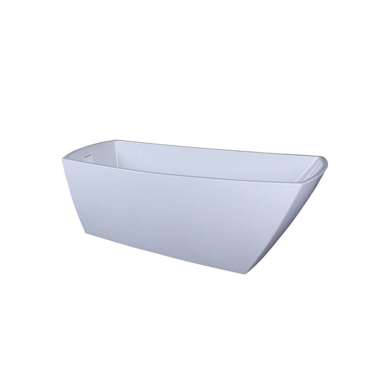 Indigo Home 72 inch Soaking Single Slipper Rectangular Bathtub in Glossy White