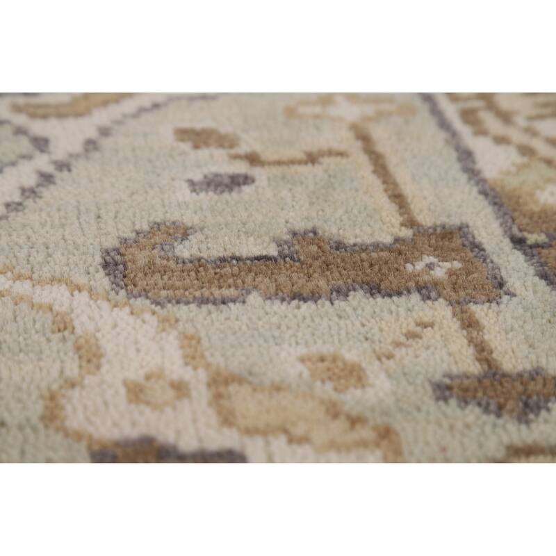 Green Oushak Oriental Runner Rug Handmade Floral Wool Carpet - 2'7"x 10'1"