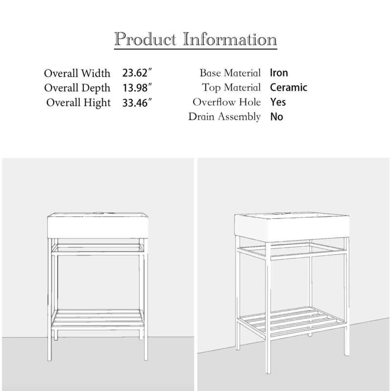 24" Freestanding Bathroom Vanity with Ceramic Sink - 23.62'' x13.98'' x 33.46''