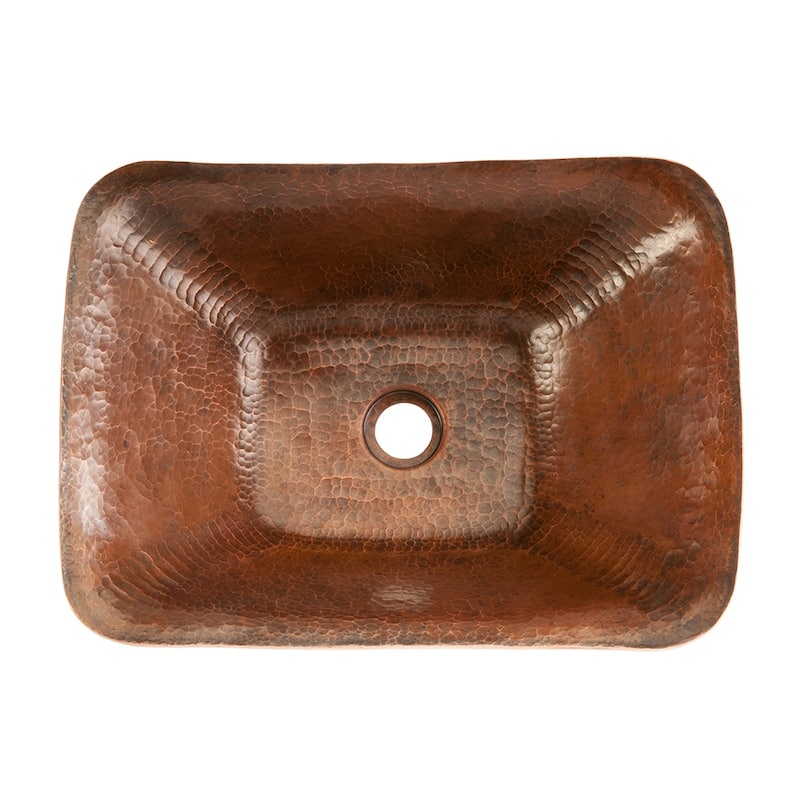 17-in Rectangle Hand Forged Old World Copper Vessel Sink (PVREC17)
