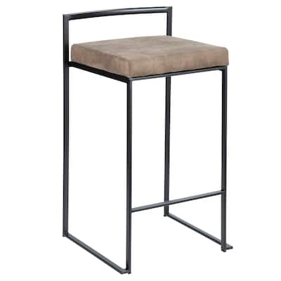 Porch & Den Forrest Black Stackable Fully Welded Counter Stool (Set of 3)
