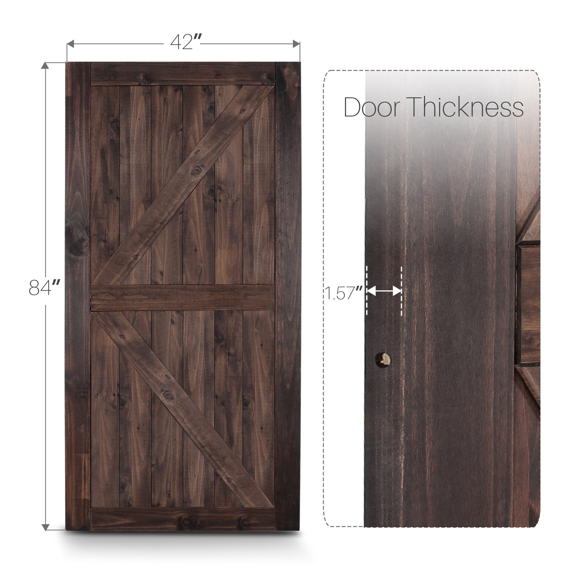 Shop Belleze 42 X 84 K Frame Sliding Barn Door Natural Pine Espresso Standard Overstock 29556607