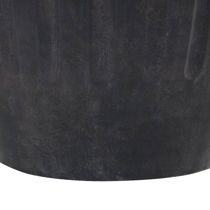 Ceramic Distressed Antique Style Pot Vase Room Table Lamp with Cream Linen Shade - Brown, Black, Cream - Roche River Decor