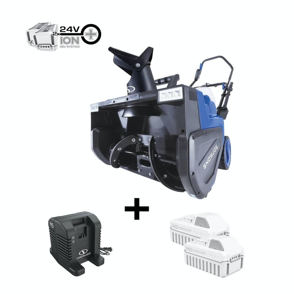 48V 1200W 22" Cordless Snow Blower w/ 2 x 8.0Ah Batteries and Dual Port Charger