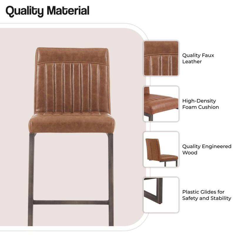NPD Furniture Ronan Faux Leather Bar Stool (Set of 2)