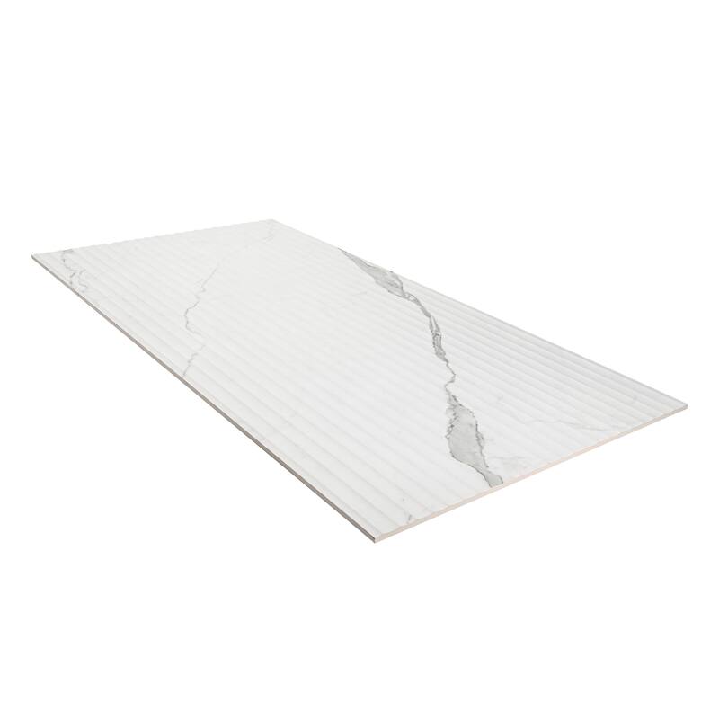 Terrain 24x48 White Gray Porcelain Large Format Fluted grooved Wall Tile (15.55 sq ft/case) - 2 Pack