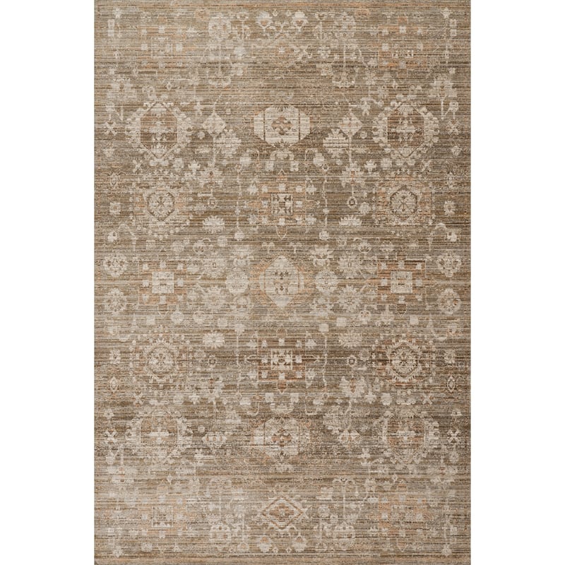 Nuloom Veloria Traditional Woven Floral Washable Rug - 6' 7" x 9' 4" - Brown - Rectangle