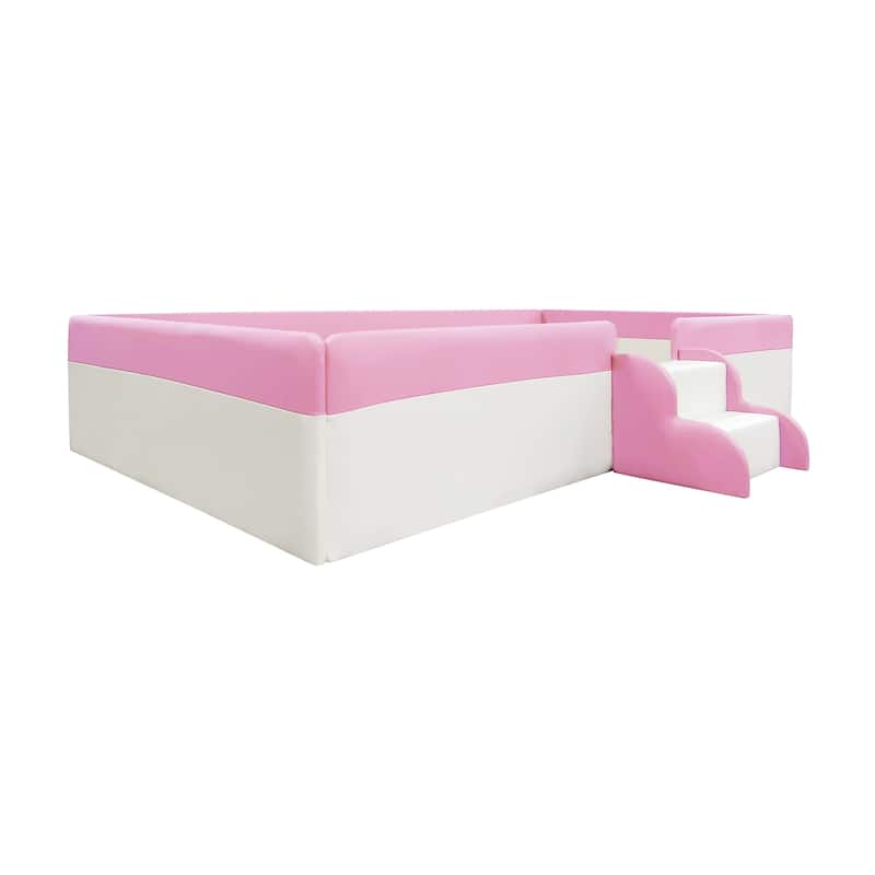 Upholstered Daybed with Fence and Stairs,A Fun and Comfortable Addition