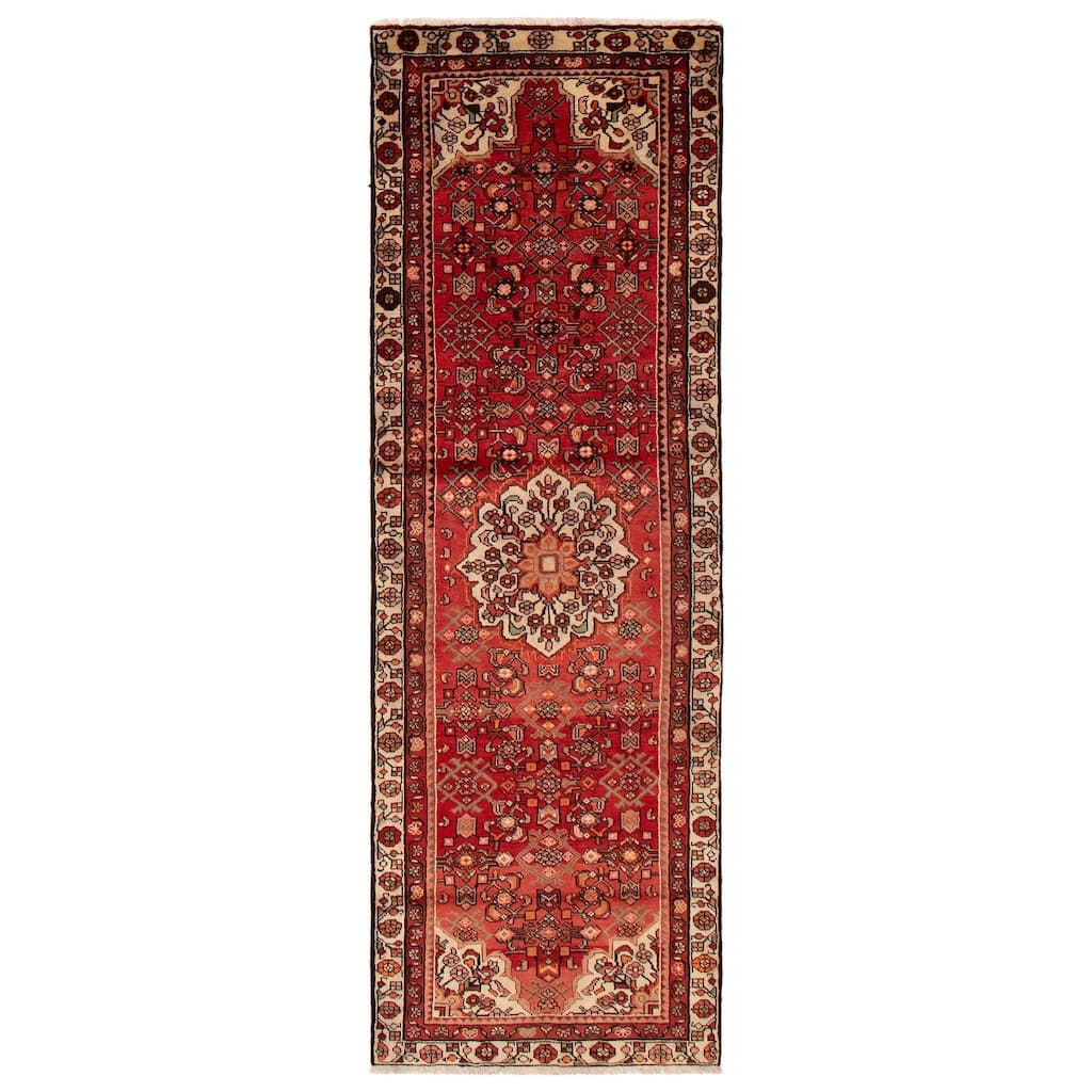 ECARPETGALLERY Hand-knotted Andelz Red Wool Rug - 3'2 x 9'5