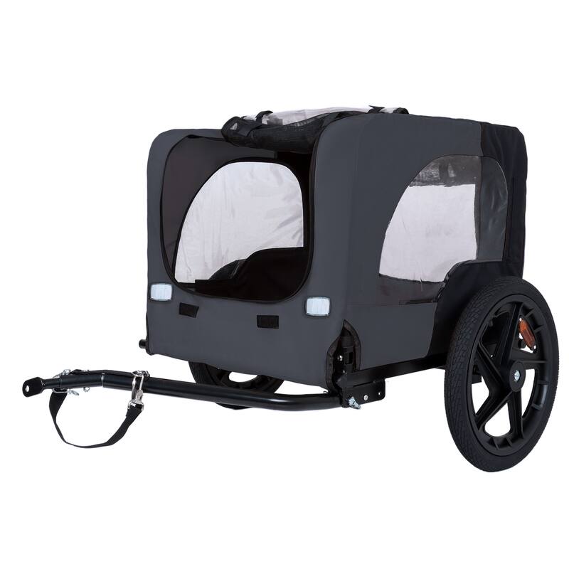 Outdoor Heavy Duty Collapsible Pet Bike Trailer with 16-Inch All-Terrain Wheels & Universal Hitch, Foldable Carrier Cart