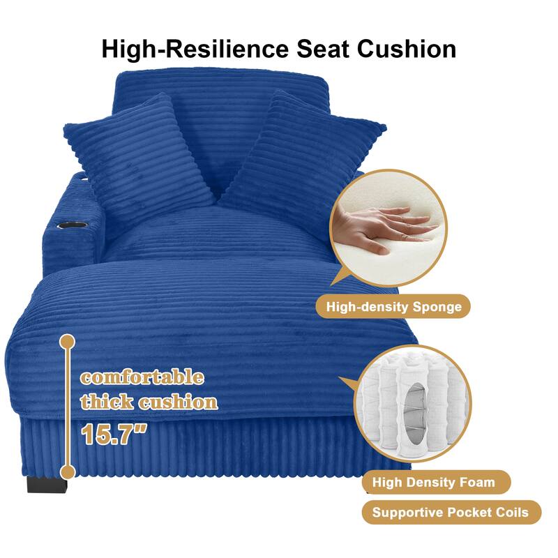 GDFStudio - Polyester 1-Seater 40.9"W Chaise Lounge with Tufted Back and Arm