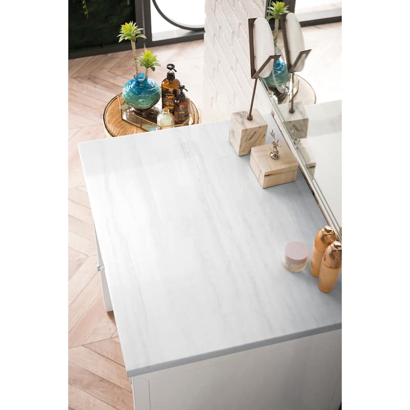 James Martin Vanities Athens 30" Countertop Unit (Makeup Counter), Glossy White - Arctic Fall Solid Surface
