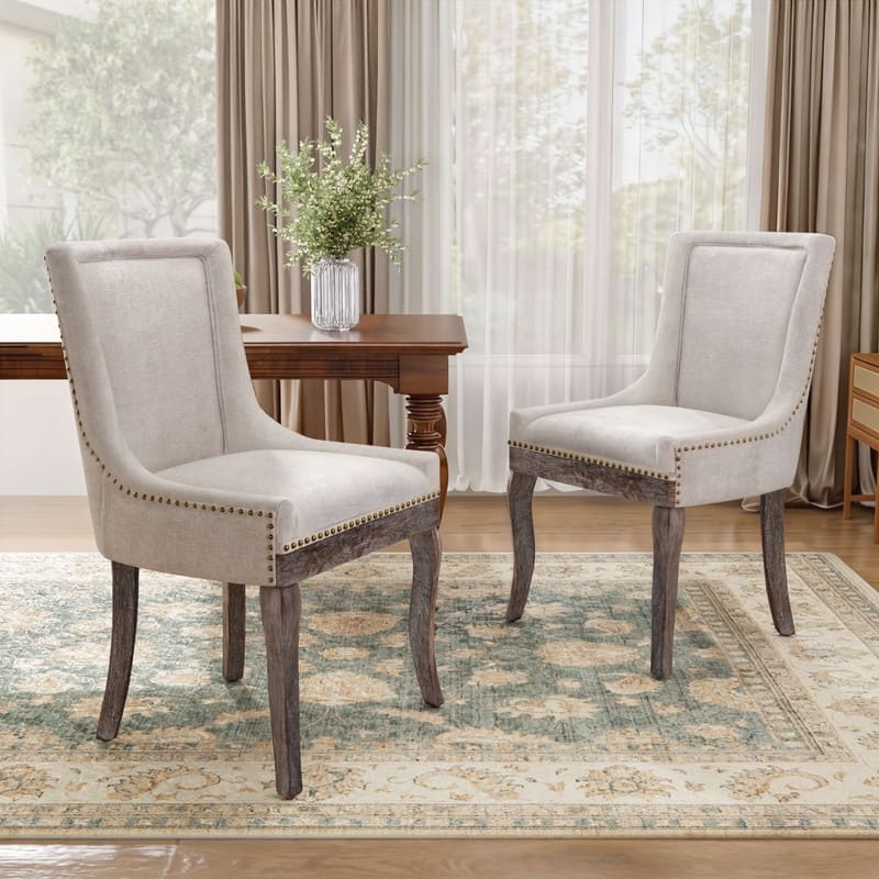 Thickened Side Dining Chair with Solid Wood Legs Set of 2