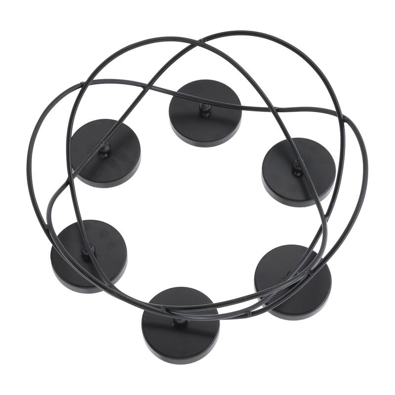 6"Hx14" Diameter Metal 6-Pillar Candle Holders in Black, Stylish and Elegant Holders for Tealights and Decorative