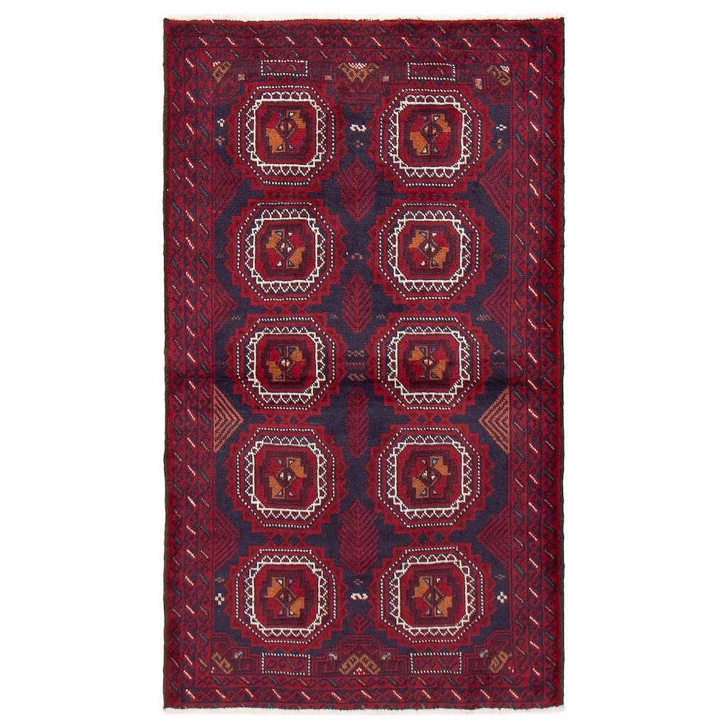 ECARPETGALLERY Hand-knotted Royal Baluch Red Wool Rug - 3'4 x 5'10