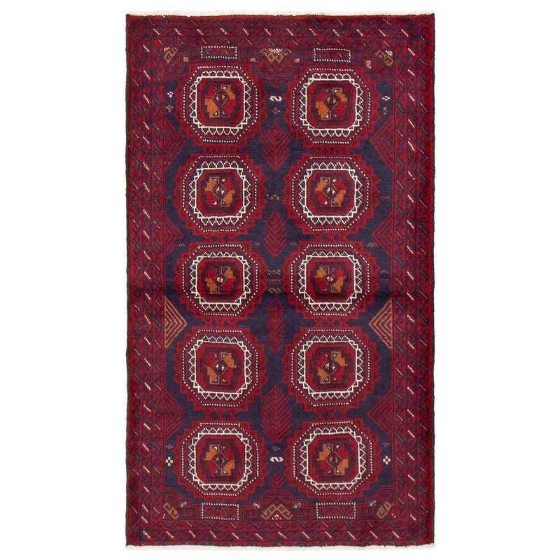 ECARPETGALLERY Hand-knotted Royal Baluch Red Wool Rug - 3'4 x 5'10 - Red - 3'4 x 5'10