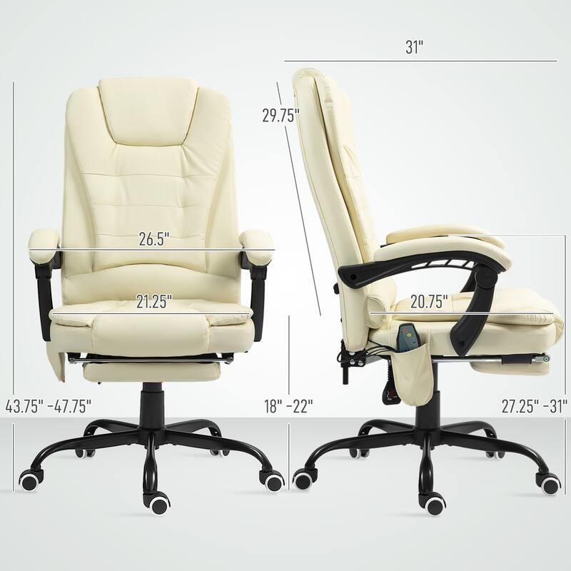 7-Point Vibrating Massage Office Chair, High Back Computer Chair with Lumbar Support, Reclining Chair with Footrest