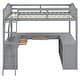 preview thumbnail 29 of 52, Solid Wood Loft Bed with Bulit-in U-shaped Desk and 2 Drawers, Full Size Loft Bedframe with Storage Shelves and Tri-fold Mirror