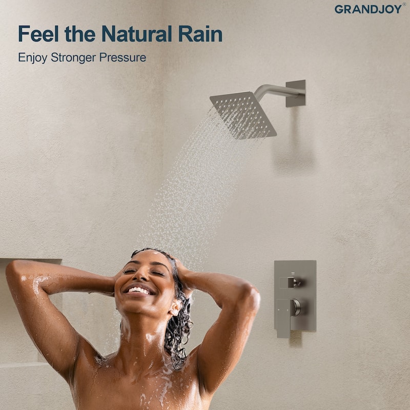 GRANDJOY 2-Function Tub and Shower Faucet Set with Single Handle Valve, Wall-Mount Design