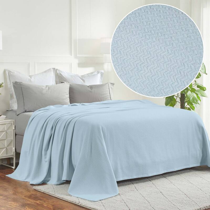 Superior Nobel Cotton Textured Chevron Lightweight Woven Blanket