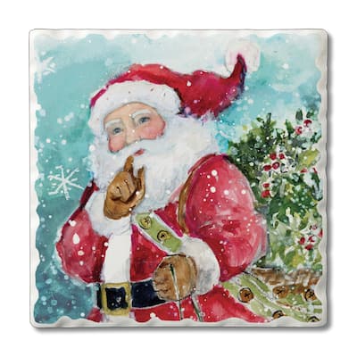 Counterart Absorbent Stone Coasters - Quiet Santa - Set of 4 - 4x4x290