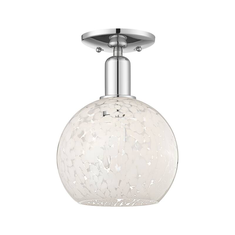 Innovations Lighting 716-1C-12-8 White Mouchette Semi-Flush White - Polished Chrome / White Mouchette