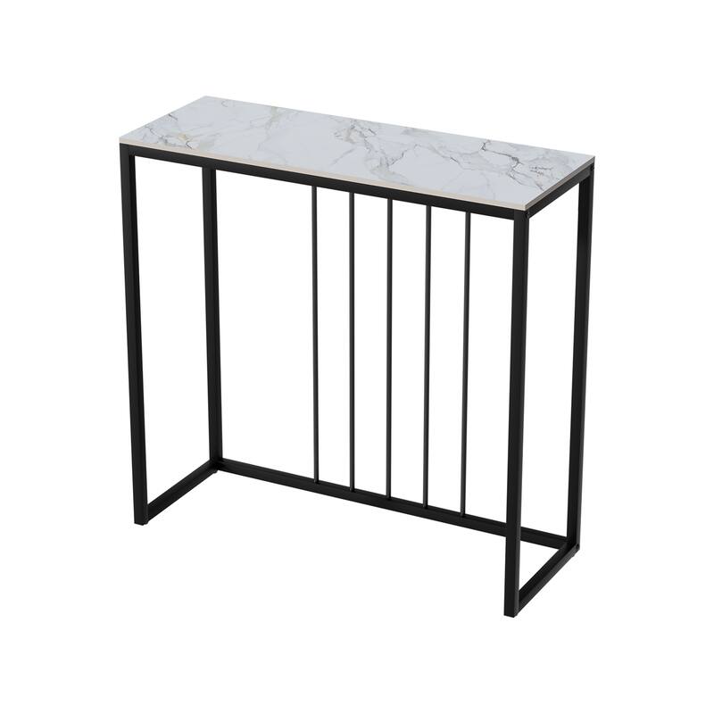 Console Table for Entryway, Slate Sofa Table with Black Frame