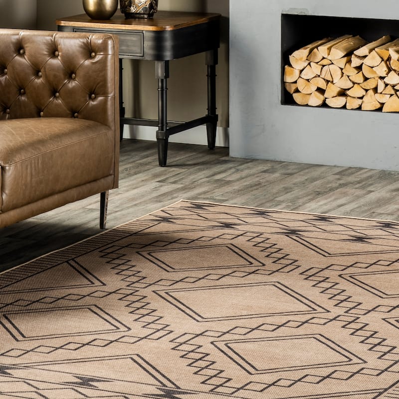 Nuloom Elin SuperiorWash Moroccan Border Easy-Jute Machine Washable Area Rug
