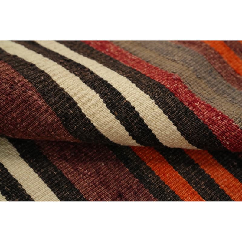 Hand Woven Oriental 100% Wool Carpet Southwestern Geometric Multi-Colored Kilim Area Rug - 9' 11'' X 5' 3''