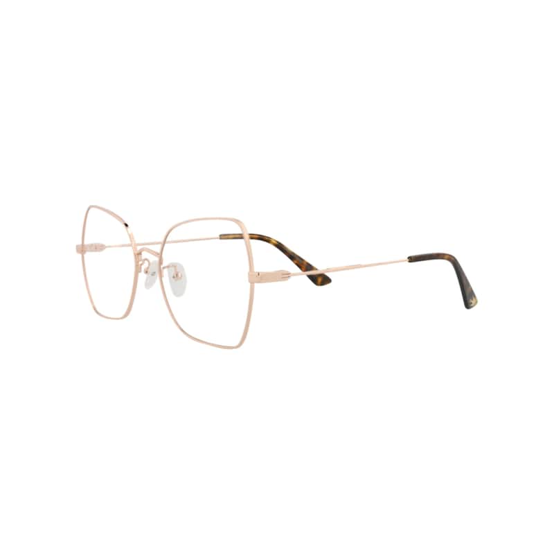 McQ Alexander McQueen Square-Frame Metal Optical Frames, Transparent Lens, Shiny Rose Gold Frame